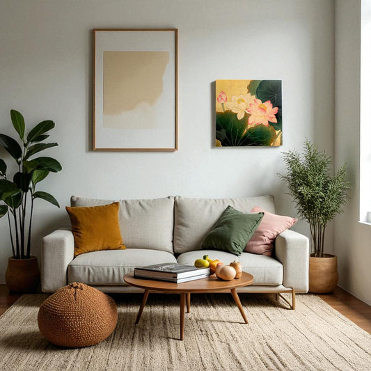 ベトナム ラッカーアートゴールドリーフ 蓮(Lotus) 40x40cm 2508-2