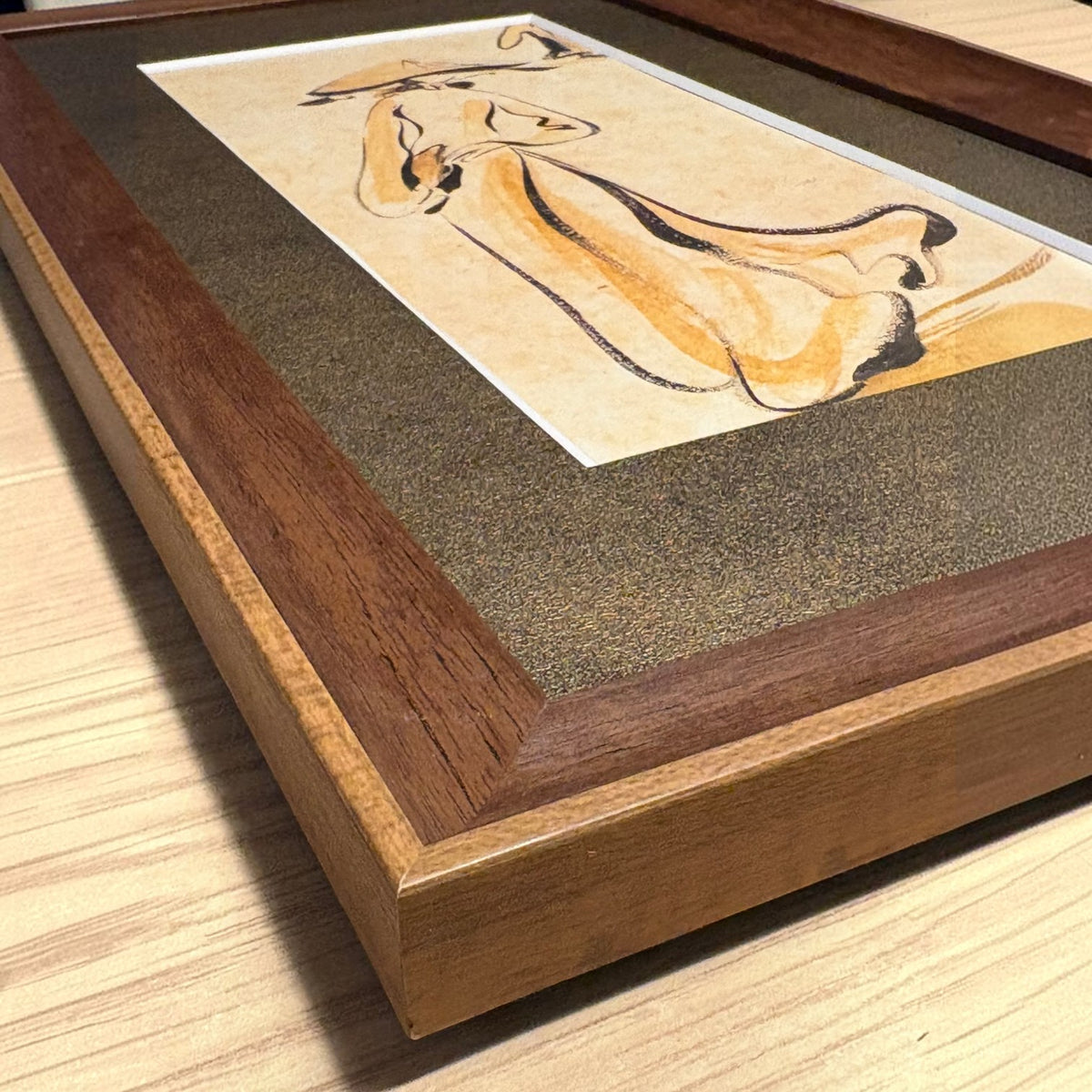 ベトナム インテリアアート 伝統衣装アオザイ女性 水墨画風フレームアート 2508-4(20x40cm額縁付)