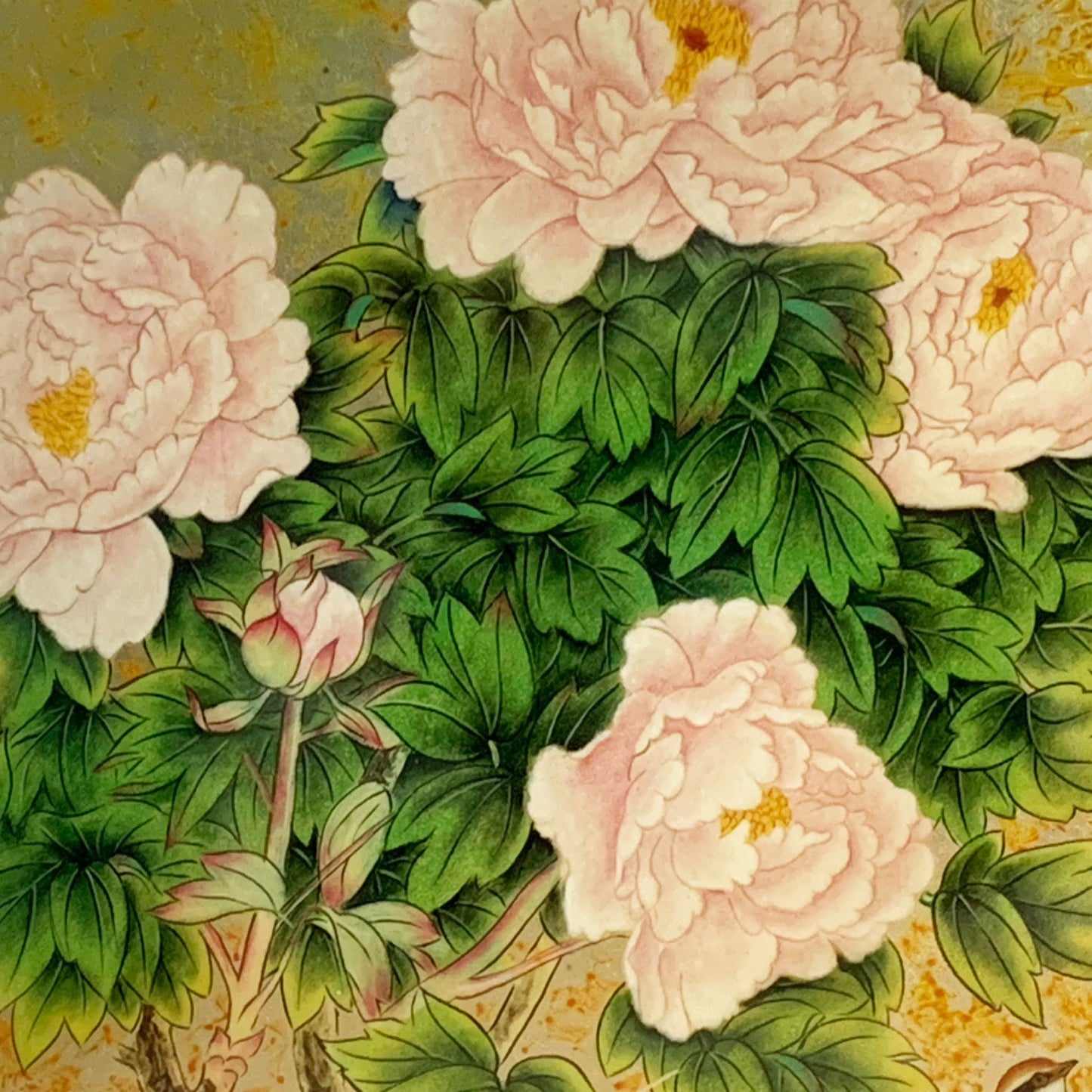 ベトナム ラッカーアートゴールドリーフ Peony(芍薬)40x40cm