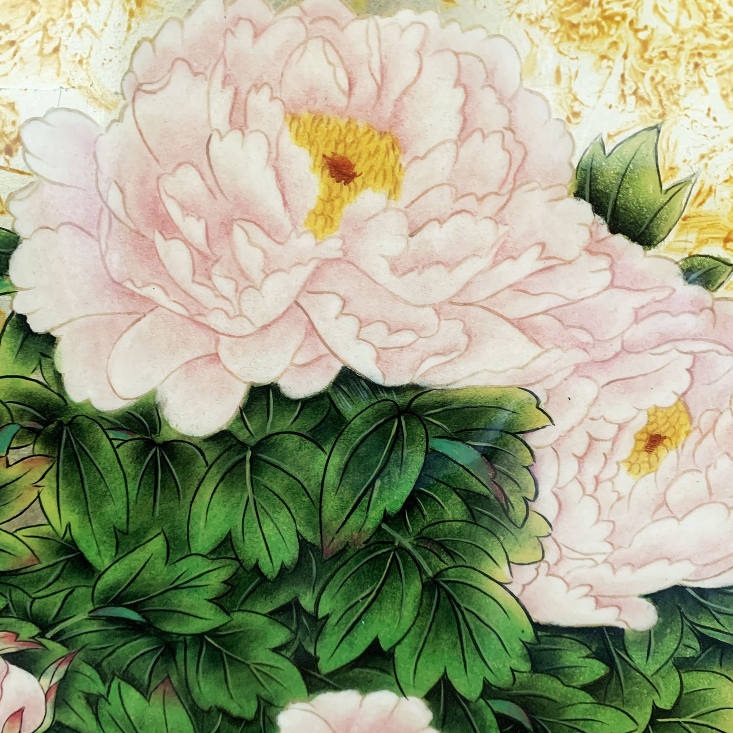 ベトナム ラッカーアートゴールドリーフ Peony(芍薬)40x40cm