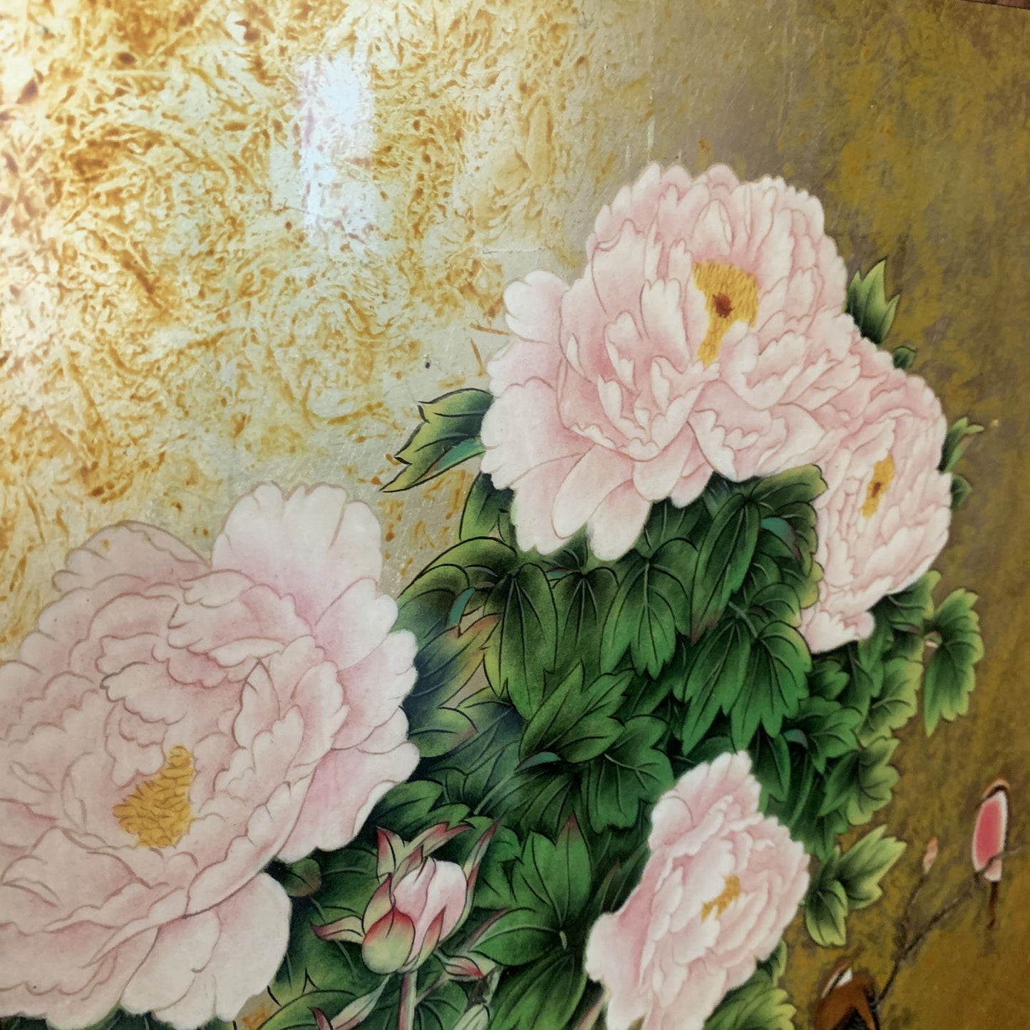 ベトナム ラッカーアートゴールドリーフ Peony(芍薬)40x40cm