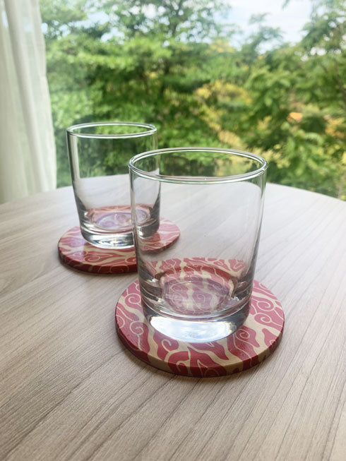 アジアン雑貨 メガムンドゥン コースター 2枚セット