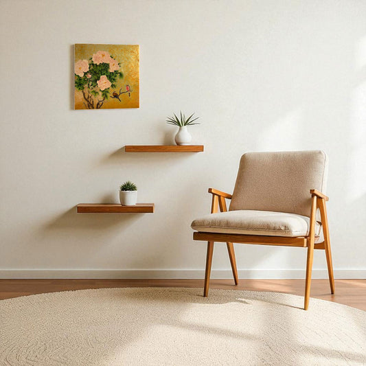 ベトナム ラッカーアートゴールドリーフ Peony(芍薬)40x40cm