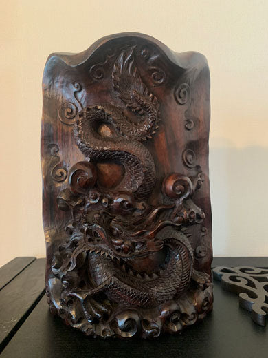 アジアン雑貨 木彫りバリ　カービング(木彫り）ウッド ドラゴン H24cm 1807-3