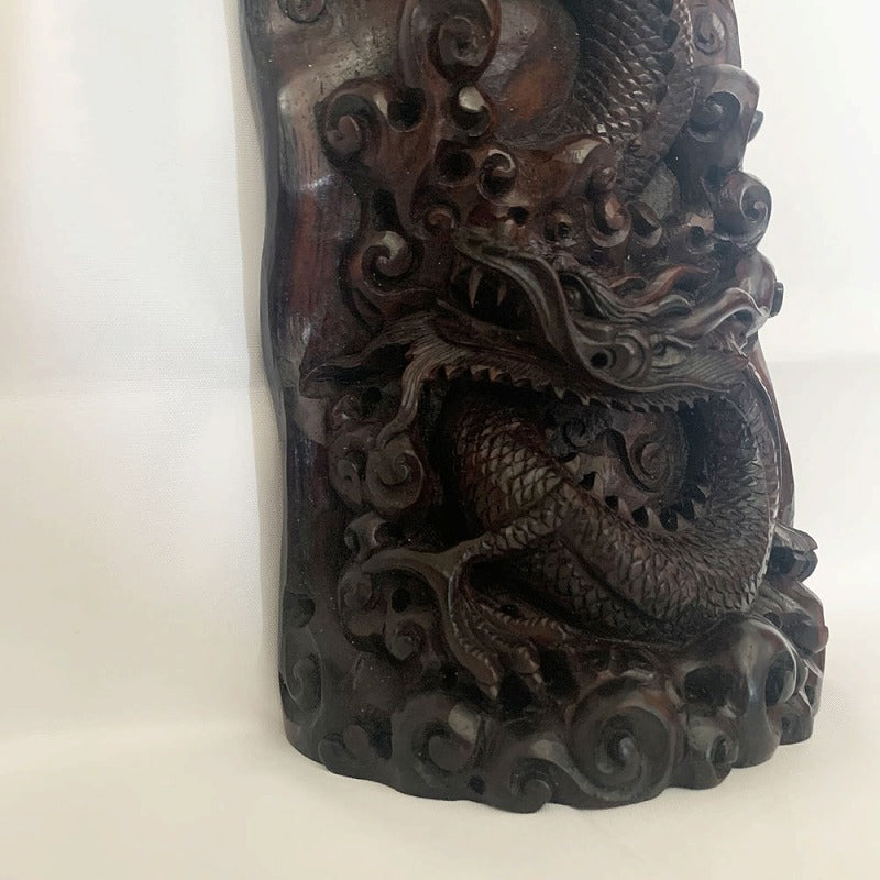 アジアン雑貨 木彫りバリ　カービング(木彫り）ウッド ドラゴン H30cm 1807-2