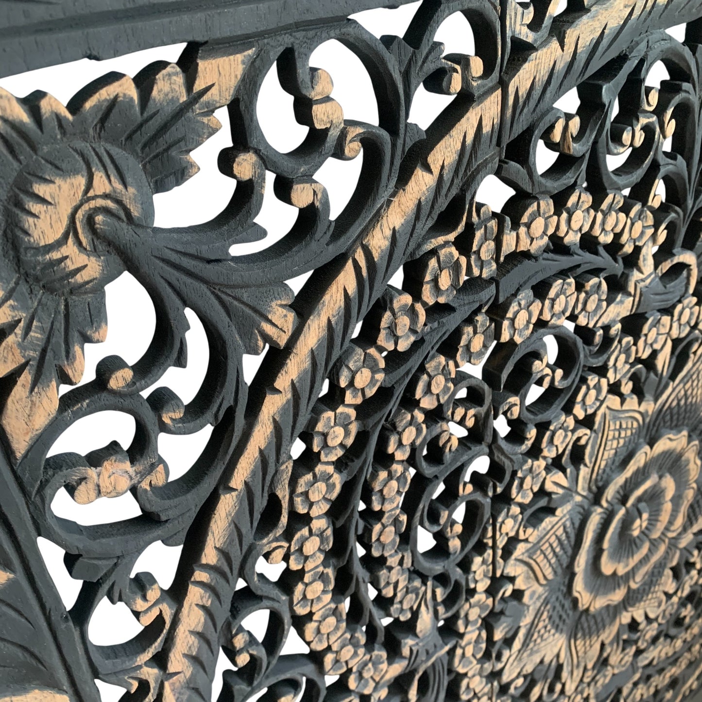 アジアン ウォール カービング(木彫り）3連 パネル B（約90x90cm）2508-5