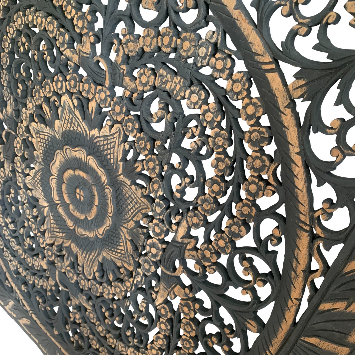 アジアン ウォール カービング(木彫り）3連 パネル B（約90x90cm）2508-5