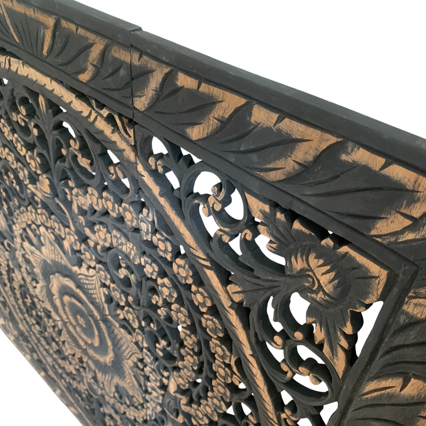 アジアン ウォール カービング(木彫り）3連 パネル B（約90x90cm）2508-5