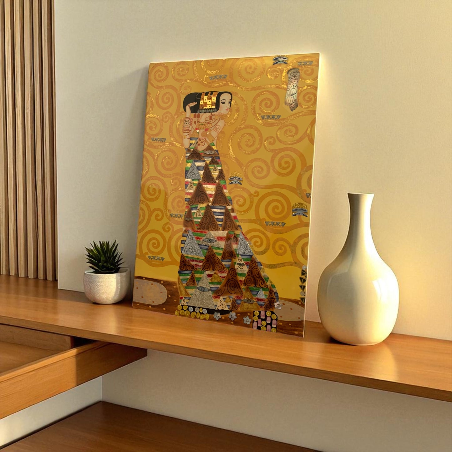 ベトナム ラッカーアート グスタフ クリムト「期待」複製漆絵画 30x45cm