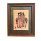 ベトナム インテリアアート 伝統衣装アオザイ女性 水墨画風フレームアート（20x25cm額縁付）2508-8